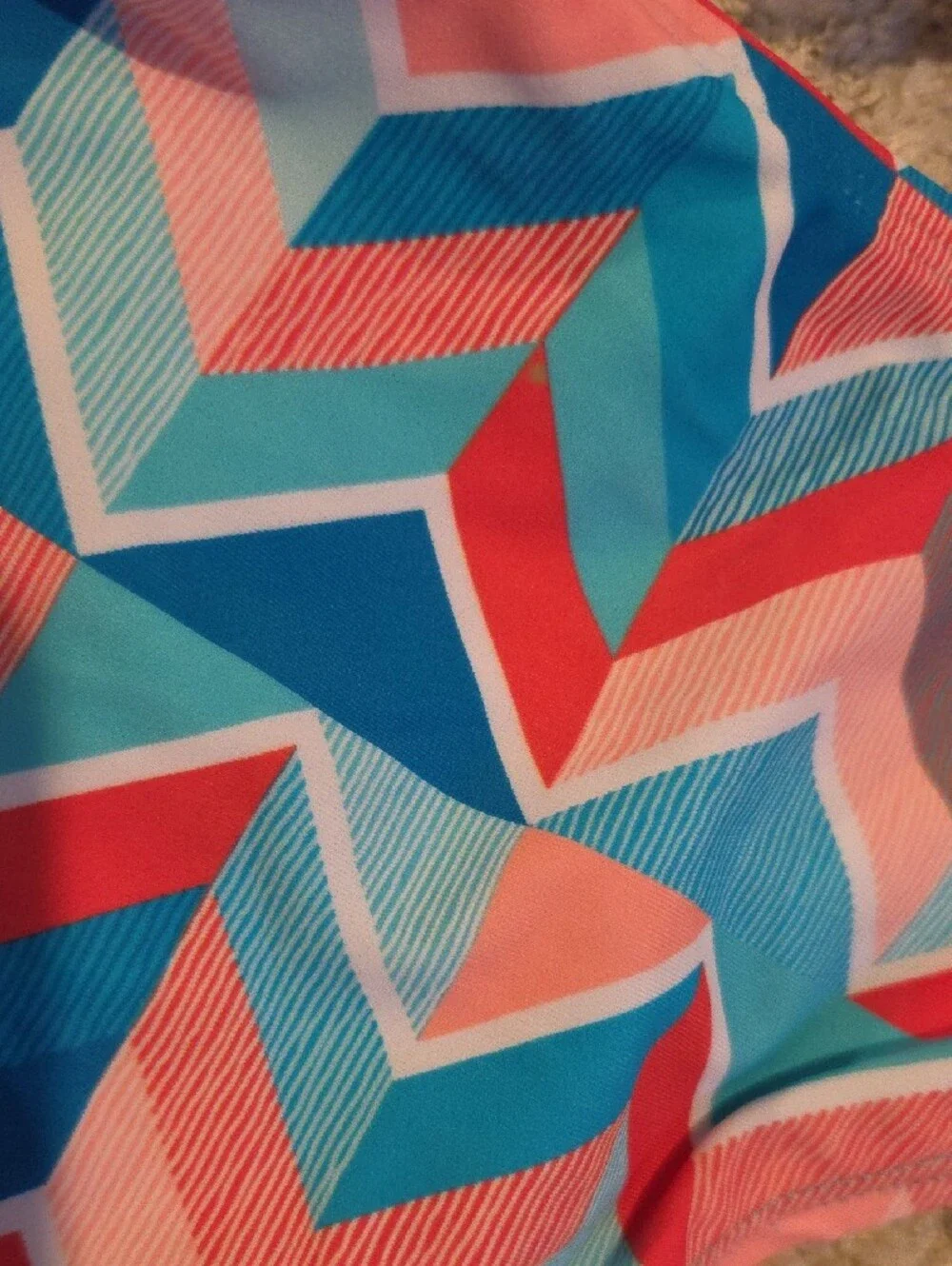 Kanu Surf Girls Chevron Two-Piece Bikini in Teal, Coral, Blue and White